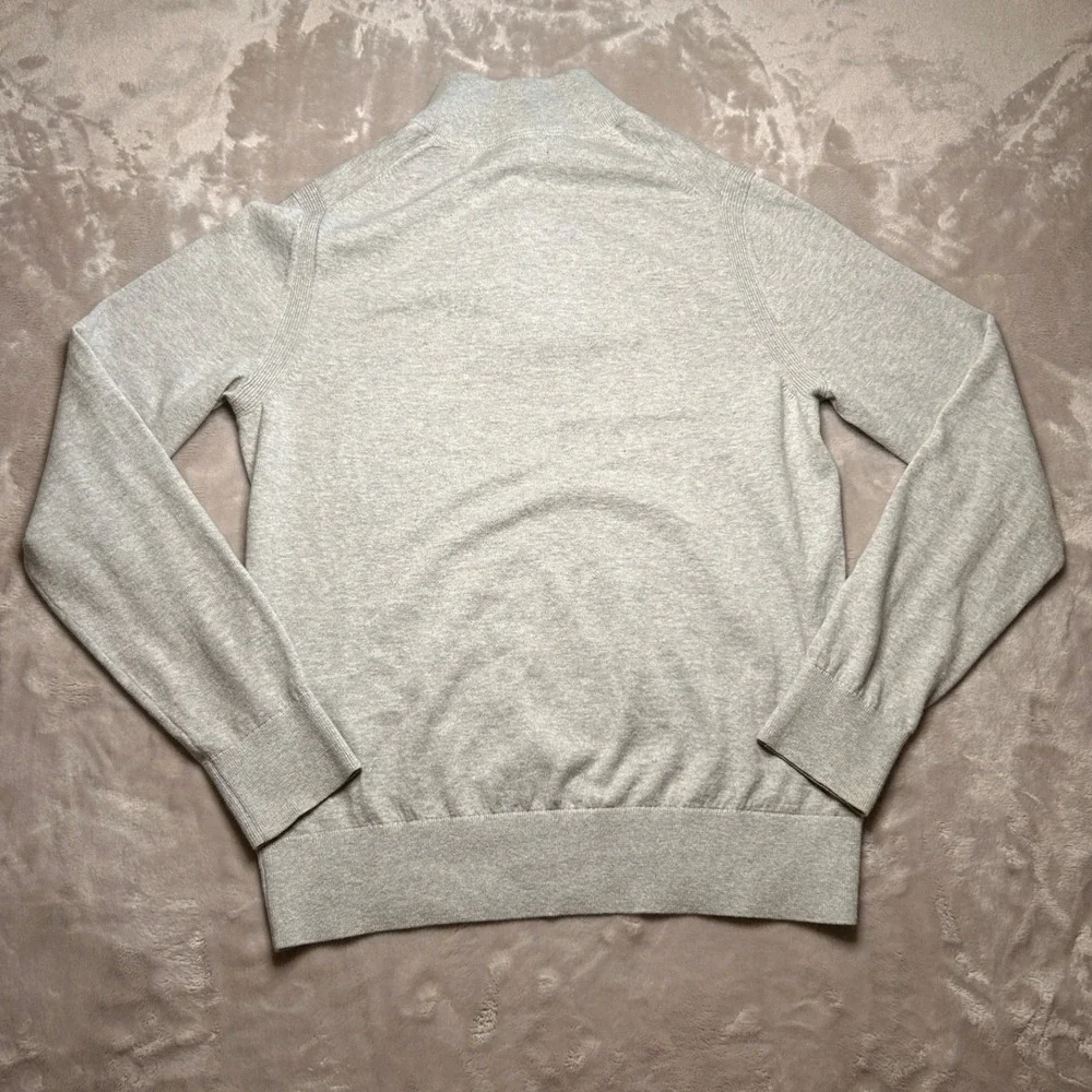 Banana Republic Cotton Cashmere Sweater Mens L Gray Henley Mock Neck Preppy